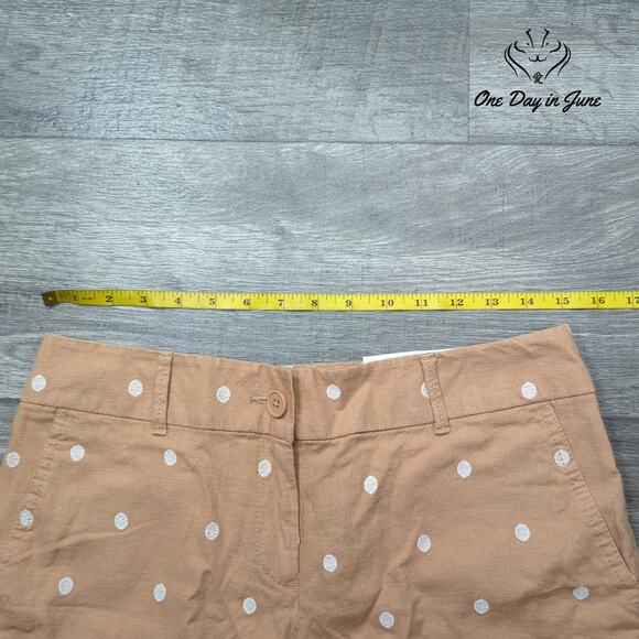 Loft 6" Linen Mid Rise Polka Dot Shorts Size 0 - Picture 3 of 7